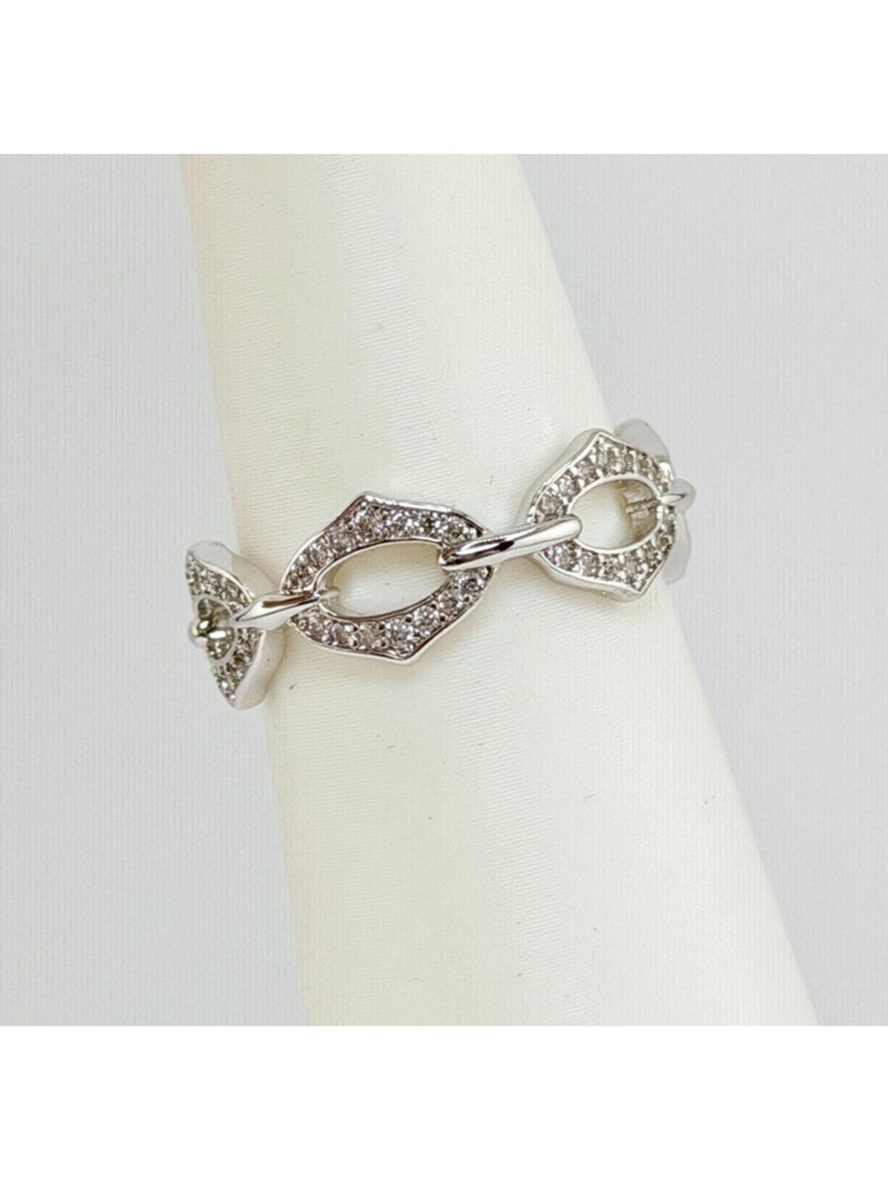 Bomb Party April Sz 8 RBP7409 Link “Eternally Yours” Clear CZ on Rhodium HTF